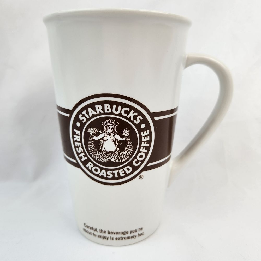 ☕️Starbucks 2008 Ivory & Brown Original Siren Logo 16oz Tall Mug